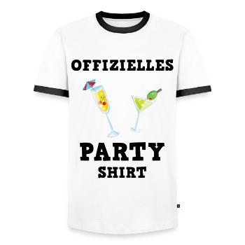 Cocktail Party Stimmung Hoch Genuss - Männer Kontrast-T-Shirt - Weiß/Schwarz - Vorne - AI Model Female 172 light (172cm) & AI Model Male 178 dark (178cm)