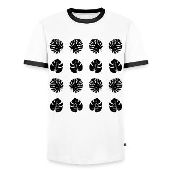 Monstera Muster Grüner Urban Jungle - Männer Kontrast-T-Shirt - Weiß/Schwarz - Vorne - AI Model Female 172 light (172cm) & AI Model Male 178 dark (178cm)