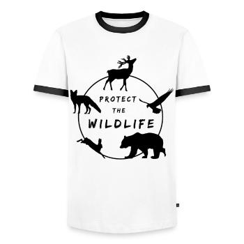 Wildlife, Protection, Nature Awareness - Men's Ringer Shirt - white/black - Front - AI Model Female 172 light (172cm) & AI Model Male 178 dark (178cm)
