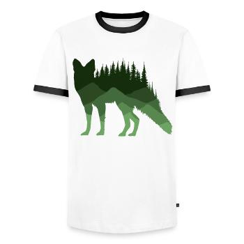 de la forêt - Silhouette de renard - T-shirt contrasté Homme - blanc/noir - Devant - AI Model Female 172 light (172cm) & AI Model Male 178 dark (178cm)