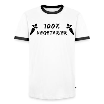 Stolzer Vegetarier - 100% Pflanzlich - Männer Kontrast-T-Shirt - Weiß/Schwarz - Vorne - AI Model Female 172 light (172cm) & AI Model Male 178 dark (178cm)