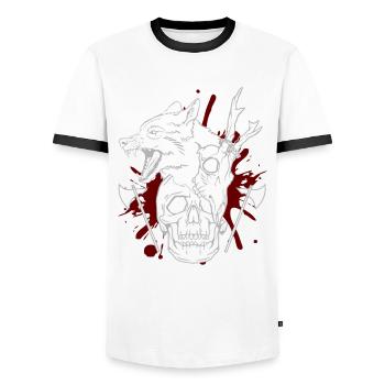 Wilder Wolf - Krieger des Lebens - Männer Kontrast-T-Shirt - Weiß/Schwarz - Vorne - AI Model Female 172 light (172cm) & AI Model Male 178 dark (178cm)