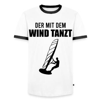 Wind Dancer - Surfer Soul - Men's Ringer Shirt - white/black - Front - AI Model Female 172 light (172cm) & AI Model Male 178 dark (178cm)