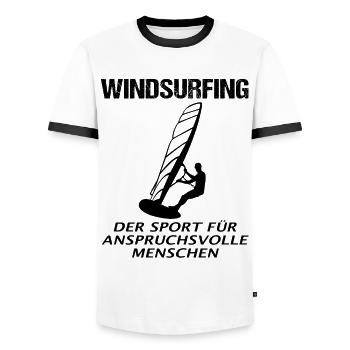 Challenging windsurfing - Men's Ringer Shirt - white/black - Front - AI Model Female 172 light (172cm) & AI Model Male 178 dark (178cm)