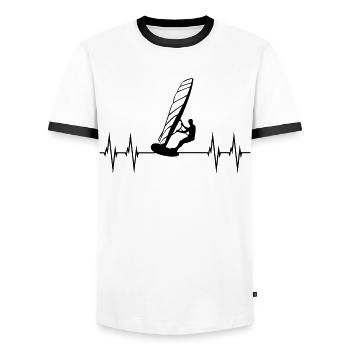 Planche à voile - Pulse of the Ocean - T-shirt contrasté Homme - blanc/noir - Devant - AI Model Female 172 light (172cm) & AI Model Male 178 dark (178cm)