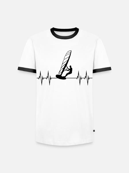 Windsurfen - Puls des Ozeans - Männer Kontrast-T-Shirt - Weiß/Schwarz