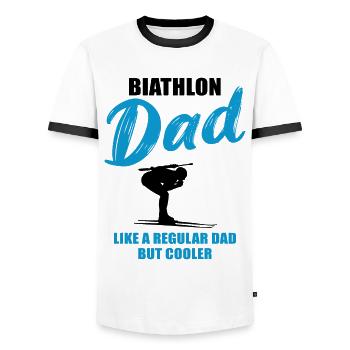Cool biathlon dad Unique - Men's Ringer Shirt - white/black - Front - AI Model Female 172 light (172cm) & AI Model Male 178 dark (178cm)