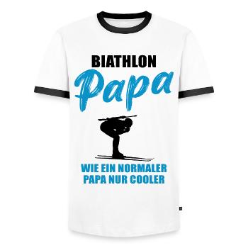 Cool biathlon dad Unique - Men's Ringer Shirt - white/black - Front - AI Model Female 172 light (172cm) & AI Model Male 178 dark (178cm)