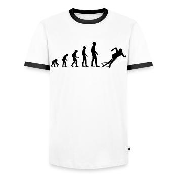 Evolution Patinage sur glace Patineur Rapide Cadeau - T-shirt contrasté Homme - blanc/noir - Devant - AI Model Female 172 light (172cm) & AI Model Male 178 dark (178cm)