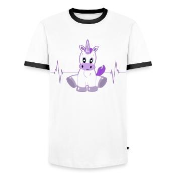 Unicorn Heartbeat - Cute Magic - Men's Ringer Shirt - white/black - Front - AI Model Female 172 light (172cm) & AI Model Male 178 dark (178cm)