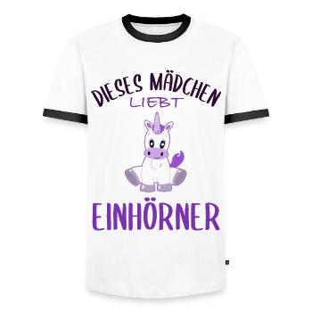 Filles et licornes - Un amour magique - T-shirt contrasté Homme - blanc/noir - Devant - AI Model Female 172 light (172cm) & AI Model Male 178 dark (178cm)