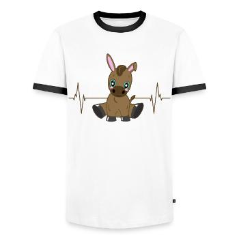 Esel Herzschlag Liebe Geschenk - Männer Kontrast-T-Shirt - Weiß/Schwarz - Vorne - AI Model Female 172 light (172cm) & AI Model Male 178 dark (178cm)