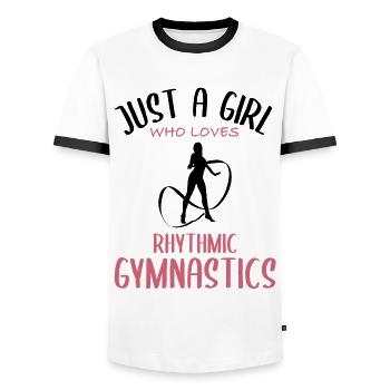 Fille Aime La Gymnastique Rythmique - T-shirt contrasté Homme - blanc/noir - Devant - AI Model Female 172 light (172cm) & AI Model Male 178 dark (178cm)