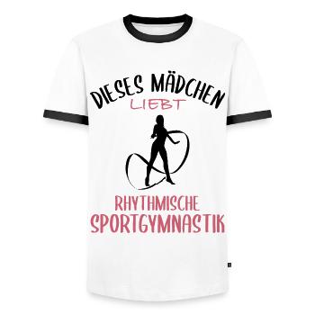 Fille Aime La Gymnastique Rythmique - T-shirt contrasté Homme - blanc/noir - Devant - AI Model Female 172 light (172cm) & AI Model Male 178 dark (178cm)