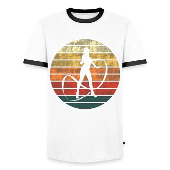 Gymnastics Silhouette Sunset - Men's Ringer Shirt - white/black - Front - AI Model Female 172 light (172cm) & AI Model Male 178 dark (178cm)
