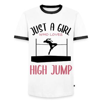 Fille Aime La Passion Du Saut En Hauteur - T-shirt contrasté Homme - blanc/noir - Devant - AI Model Female 172 light (172cm) & AI Model Male 178 dark (178cm)