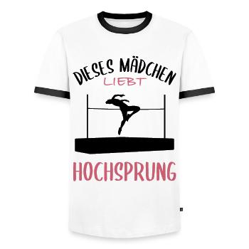 Fille Aime La Passion Du Saut En Hauteur - T-shirt contrasté Homme - blanc/noir - Devant - AI Model Female 172 light (172cm) & AI Model Male 178 dark (178cm)