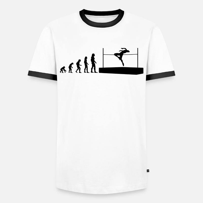 Evolution Hochsprung Athlet Geschenk - Männer Kontrast-T-Shirt - Weiß/Schwarz