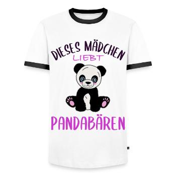Un cœur de fille pour les pandas - T-shirt contrasté Homme - blanc/noir - Devant - AI Model Female 172 light (172cm) & AI Model Male 178 dark (178cm)