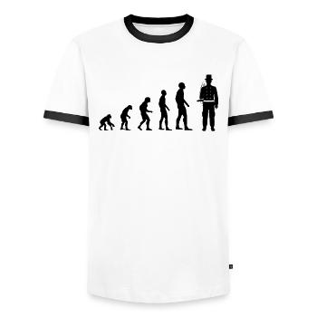 L’évolution vers le bonheur - T-shirt contrasté Homme - blanc/noir - Devant - AI Model Female 172 light (172cm) & AI Model Male 178 dark (178cm)