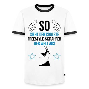 Le ski freestyle pro le plus cool - T-shirt contrasté Homme - blanc/noir - Devant - AI Model Female 172 light (172cm) & AI Model Male 178 dark (178cm)