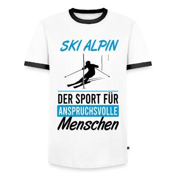 Cadeau de Style de ski alpin d’élite - T-shirt contrasté Homme - blanc/noir - Devant - AI Model Female 172 light (172cm) & AI Model Male 178 dark (178cm)
