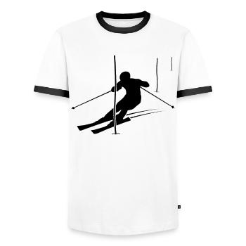 Cadeau de champion de slalom - T-shirt contrasté Homme - blanc/noir - Devant - AI Model Female 172 light (172cm) & AI Model Male 178 dark (178cm)