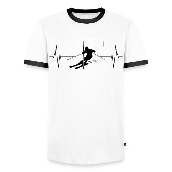 Cadeau d’action de piste pulsante - T-shirt contrasté Homme - blanc/noir - Devant - AI Model Female 172 light (172cm) & AI Model Male 178 dark (178cm)