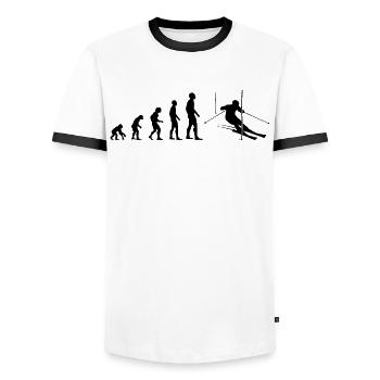 Slope Evolution Gift - Men's Ringer Shirt - white/black - Front - AI Model Female 172 light (172cm) & AI Model Male 178 dark (178cm)