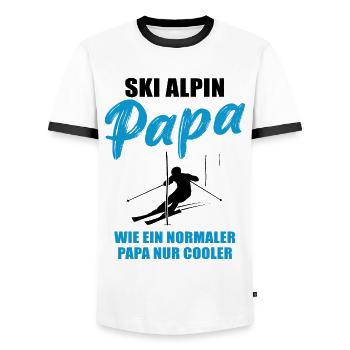 Ski alpin papa cadeau - T-shirt contrasté Homme - blanc/noir - Devant - AI Model Female 172 light (172cm) & AI Model Male 178 dark (178cm)