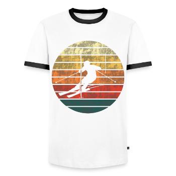 Sunset Slalom Gift - Men's Ringer Shirt - white/black - Front - AI Model Female 172 light (172cm) & AI Model Male 178 dark (178cm)