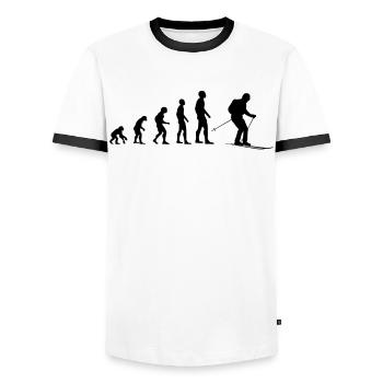 Evolution Skier Gift - Men's Ringer Shirt - white/black - Front - AI Model Female 172 light (172cm) & AI Model Male 178 dark (178cm)