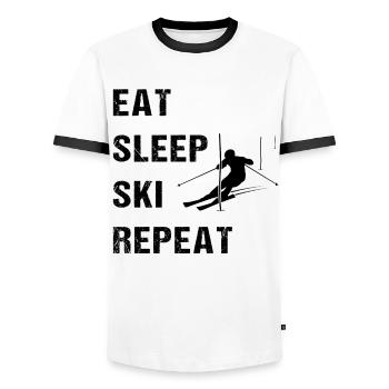Ski Slalom Life Cycle - Men's Ringer Shirt - white/black - Front - AI Model Female 172 light (172cm) & AI Model Male 178 dark (178cm)
