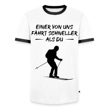 Gift for speed skiers - Men's Ringer Shirt - white/black - Front - AI Model Female 172 light (172cm) & AI Model Male 178 dark (178cm)