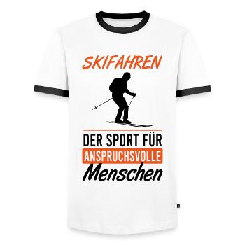 Cadeau pour les fans de ski exigeants - T-shirt contrasté Homme - blanc/noir - Devant - AI Model Female 172 light (172cm) & AI Model Male 178 dark (178cm)