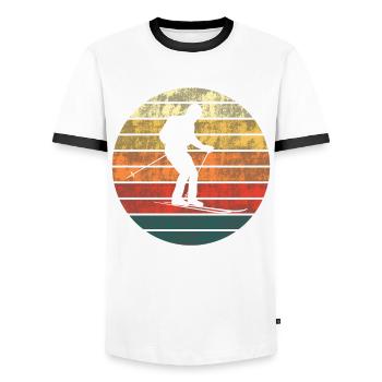 Coucher de soleil sur Ski cadeau - T-shirt contrasté Homme - blanc/noir - Devant - AI Model Female 172 light (172cm) & AI Model Male 178 dark (178cm)