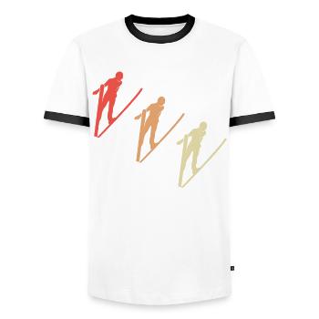 Pulls colorés - T-shirt contrasté Homme - blanc/noir - Devant - AI Model Female 172 light (172cm) & AI Model Male 178 dark (178cm)