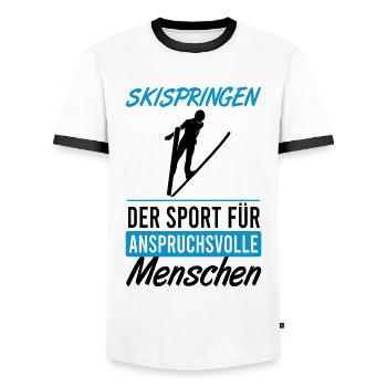 Leap for connoisseurs - Men's Ringer Shirt - white/black - Front - AI Model Female 172 light (172cm) & AI Model Male 178 dark (178cm)