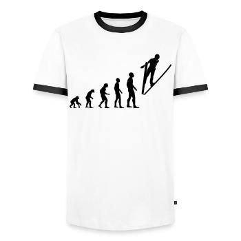 Gift for Jump Story Fans - Men's Ringer Shirt - white/black - Front - AI Model Female 172 light (172cm) & AI Model Male 178 dark (178cm)