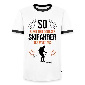 Cadeau pour le skieur de haut niveau - T-shirt contrasté Homme - blanc/noir - Devant - AI Model Female 172 light (172cm) & AI Model Male 178 dark (178cm)