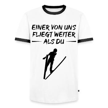 Conception de champion de vol long - T-shirt contrasté Homme - blanc/noir - Devant - AI Model Female 172 light (172cm) & AI Model Male 178 dark (178cm)