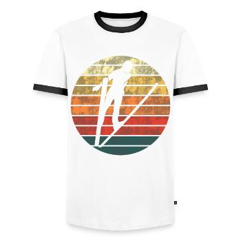 Evening flight of the ski jumper - Men's Ringer Shirt - white/black - Front - AI Model Female 172 light (172cm) & AI Model Male 178 dark (178cm)