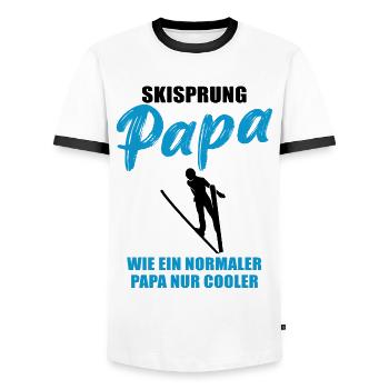 Skisprung Papa: Coolness pur - Männer Kontrast-T-Shirt - Weiß/Schwarz - Vorne - AI Model Female 172 light (172cm) & AI Model Male 178 dark (178cm)