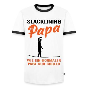 Papa slackline – il n’y a pas plus cool que ça - T-shirt contrasté Homme - blanc/noir - Devant - AI Model Female 172 light (172cm) & AI Model Male 178 dark (178cm)