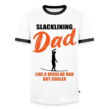Papa slackline – il n’y a pas plus cool que ça - T-shirt contrasté Homme - blanc/noir - Devant - AI Model Female 172 light (172cm) & AI Model Male 178 dark (178cm)