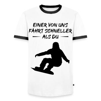 Fast Boarder - Gift - Men's Ringer Shirt - white/black - Front - AI Model Female 172 light (172cm) & AI Model Male 178 dark (178cm)