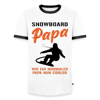 Snowboard Dad – Extra Cool - Men's Ringer Shirt - white/black - Front - AI Model Female 172 light (172cm) & AI Model Male 178 dark (178cm)