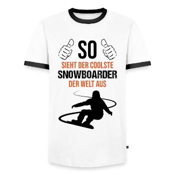 Les meilleurs snowboarders – les meilleurs du monde - T-shirt contrasté Homme - blanc/noir - Devant - AI Model Female 172 light (172cm) & AI Model Male 178 dark (178cm)