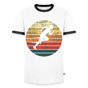 Sprinter Dämmerung Lauf Passion - Männer Kontrast-T-Shirt - Weiß/Schwarz - Vorne - AI Model Female 172 light (172cm) & AI Model Male 178 dark (178cm)