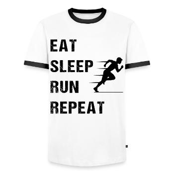 Running Lifestyle Motto - Men's Ringer Shirt - white/black - Front - AI Model Female 172 light (172cm) & AI Model Male 178 dark (178cm)